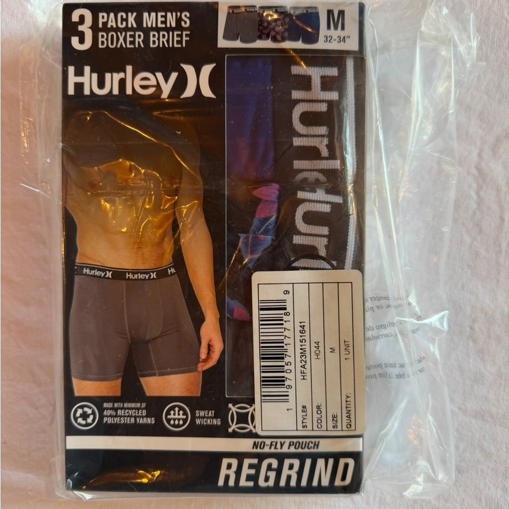 Hurley Men's Regrind Boxer Briefs 3-Pack